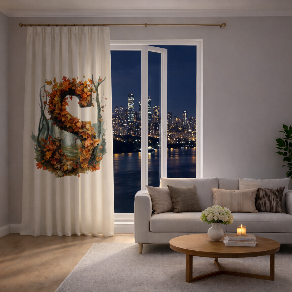 Autumn Maple Leaf Letter S Drapes