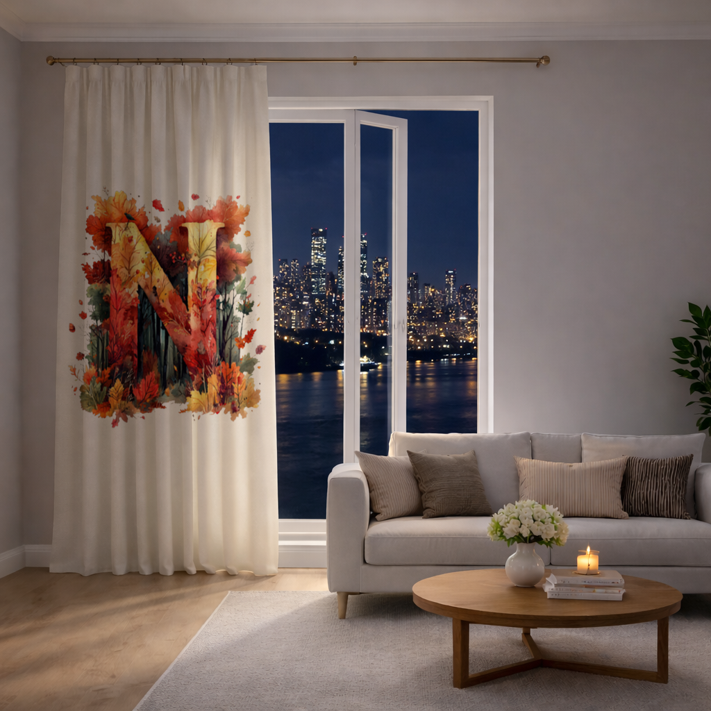 Autumn Leaf Monogram N Drapes