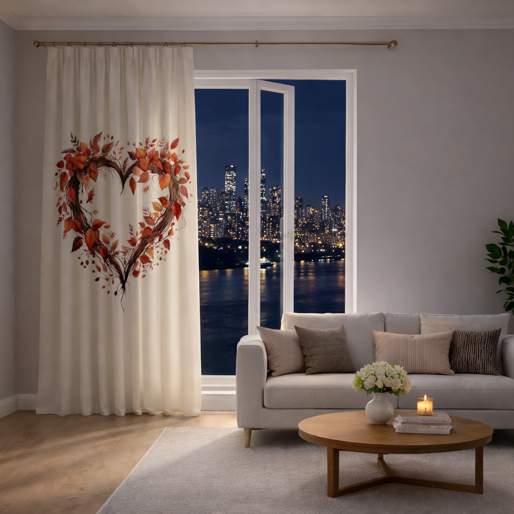 Autumn Leaves Heart Wreath Drapes