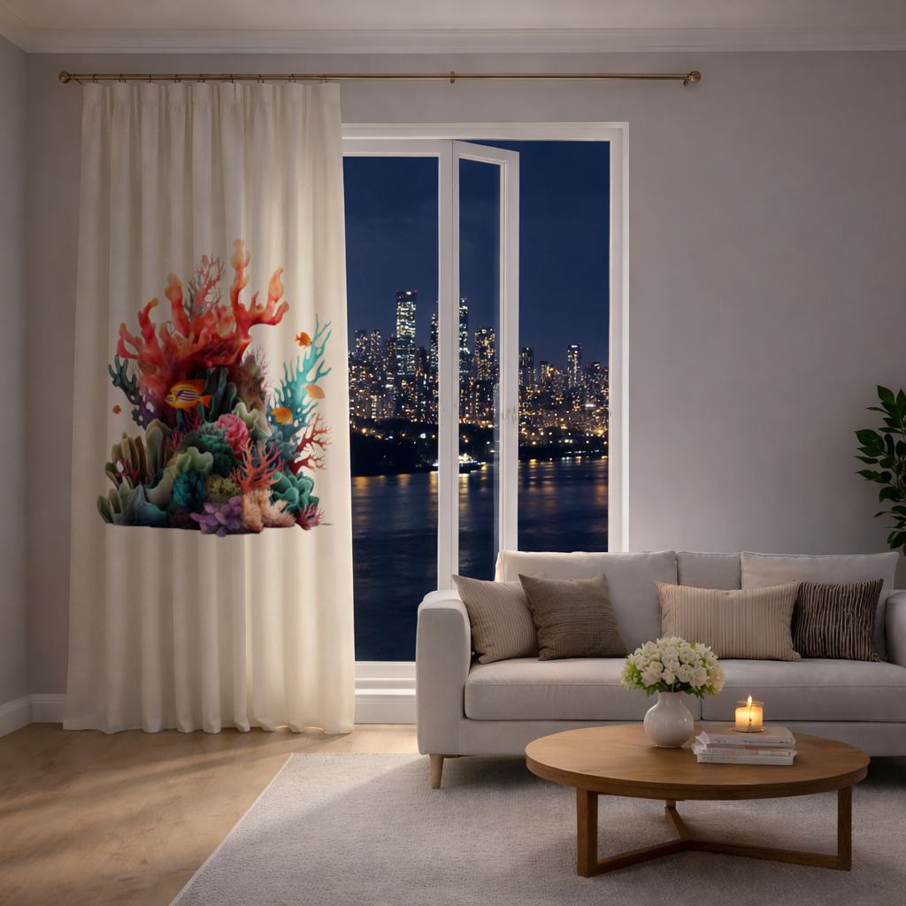 Vibrant Coral Reef and Tropical Fish Drapes