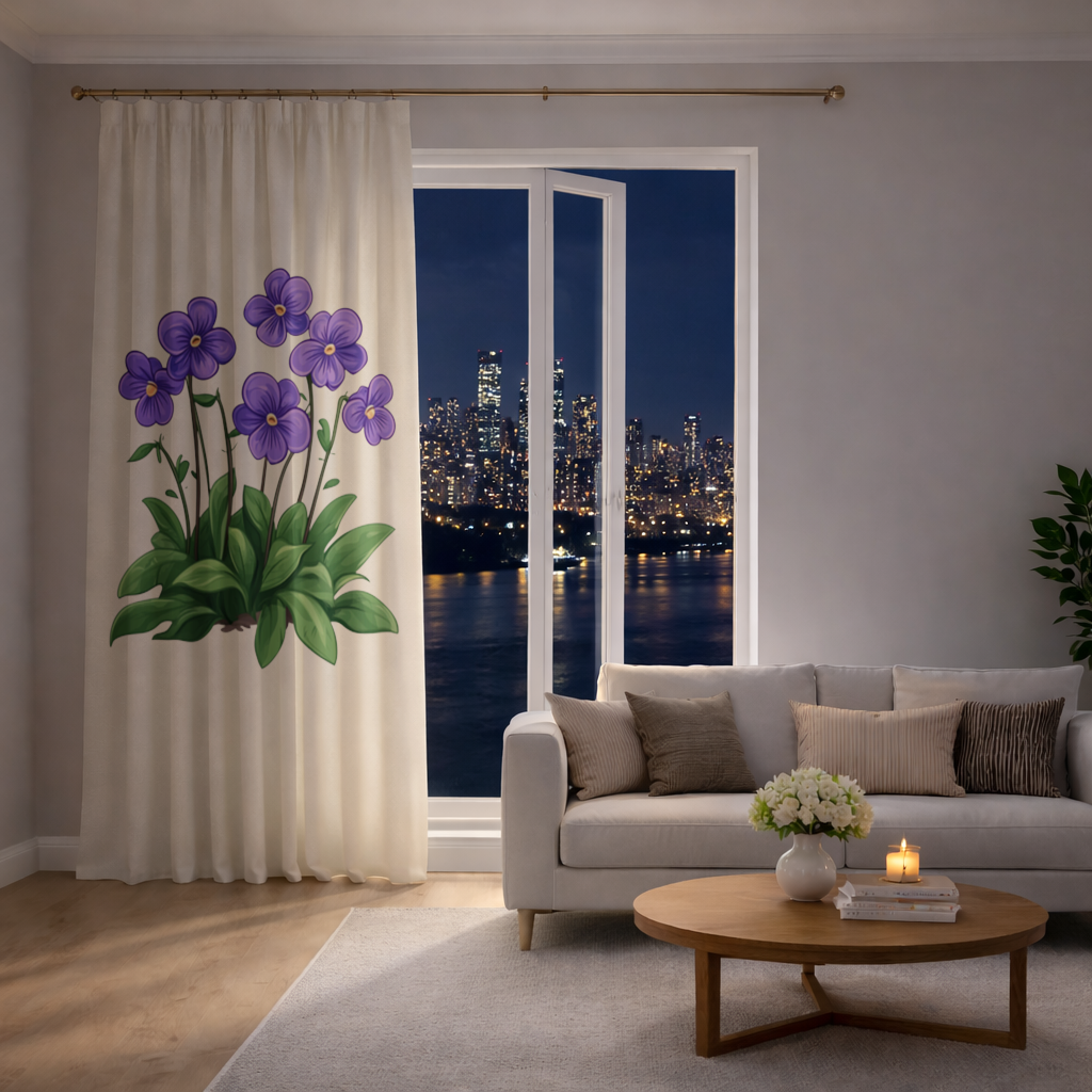 Cottagecore Purple Violets Drapes