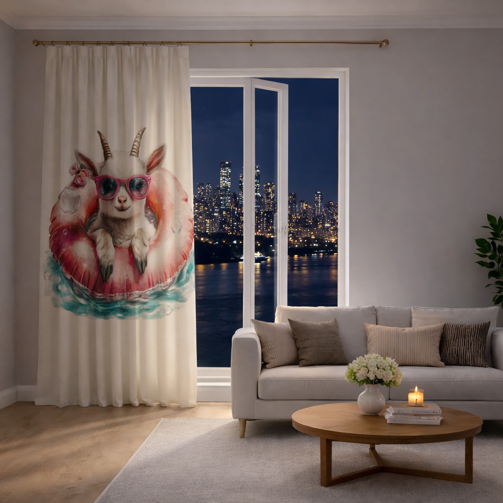 Pembe Gözlüklü Havuzda Yavru Keçi Fon Perde