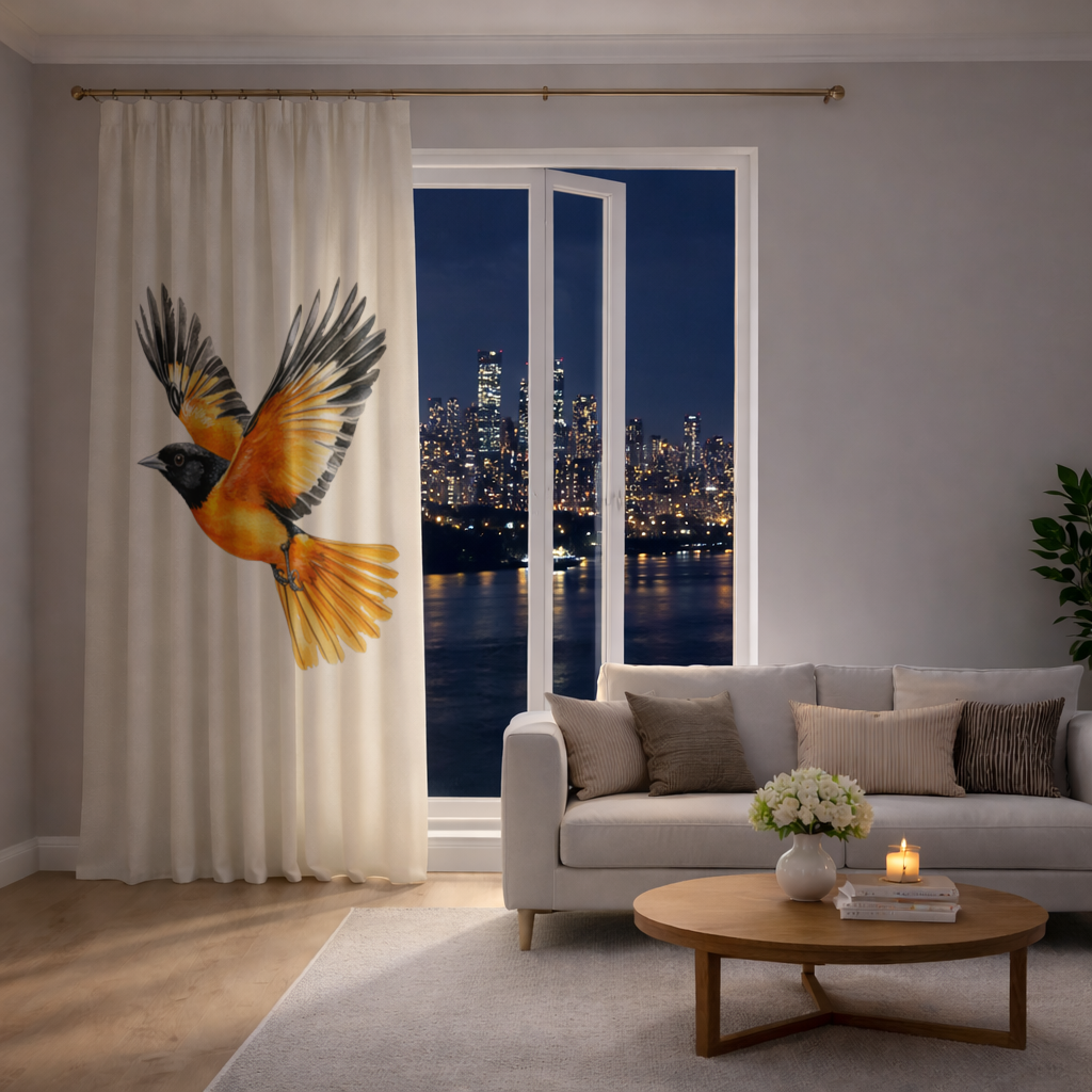 Watercolor Baltimore Oriole Drapes