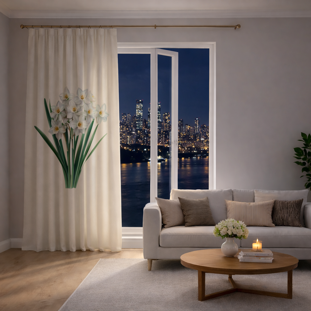 White Daffodil Bouquet Botanical Drapes