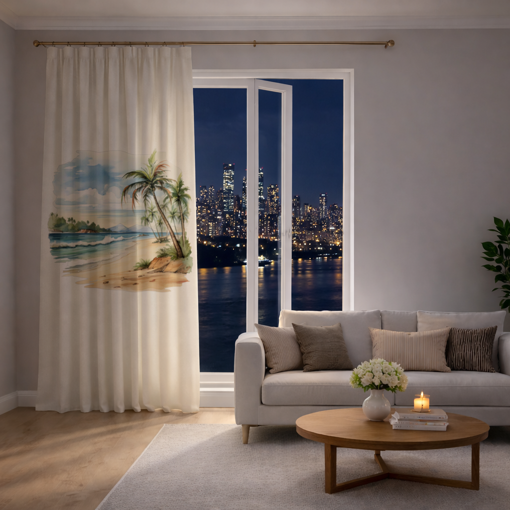 Tropical Palm Tree Beach Drapes