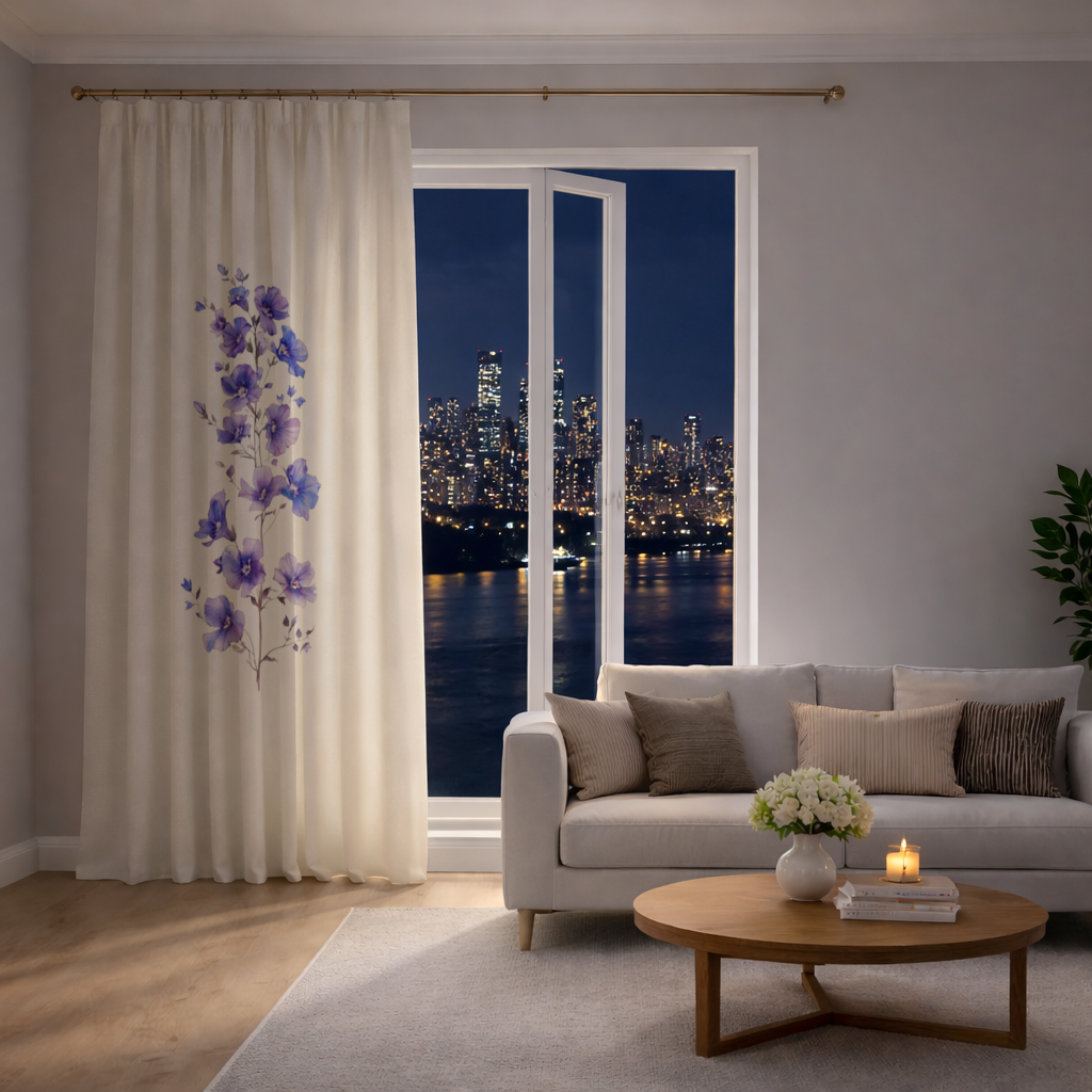 Delicate Blue Flax Wildflowers Drapes