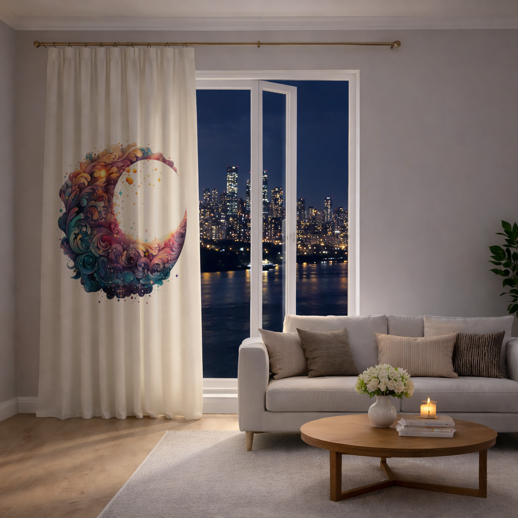 Colorful Swirled Celestial Moon Drapes