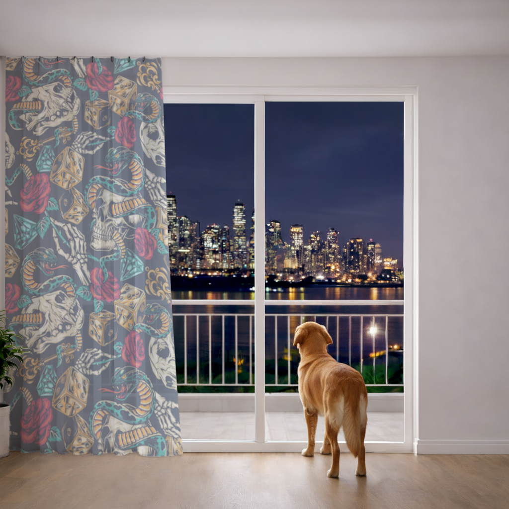 Skull Snake Dice and Roses Pattern 