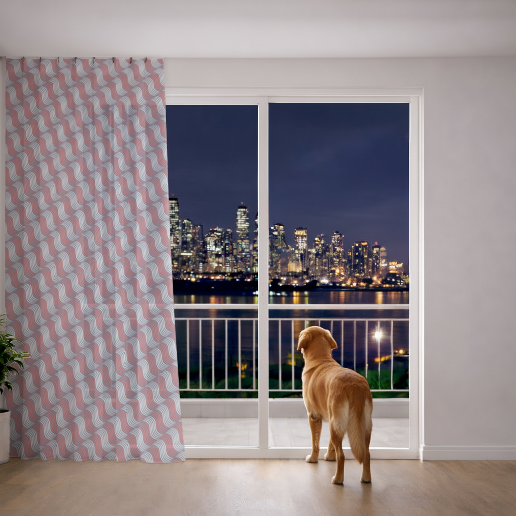 Red and Navy Wavy Line Pattern 