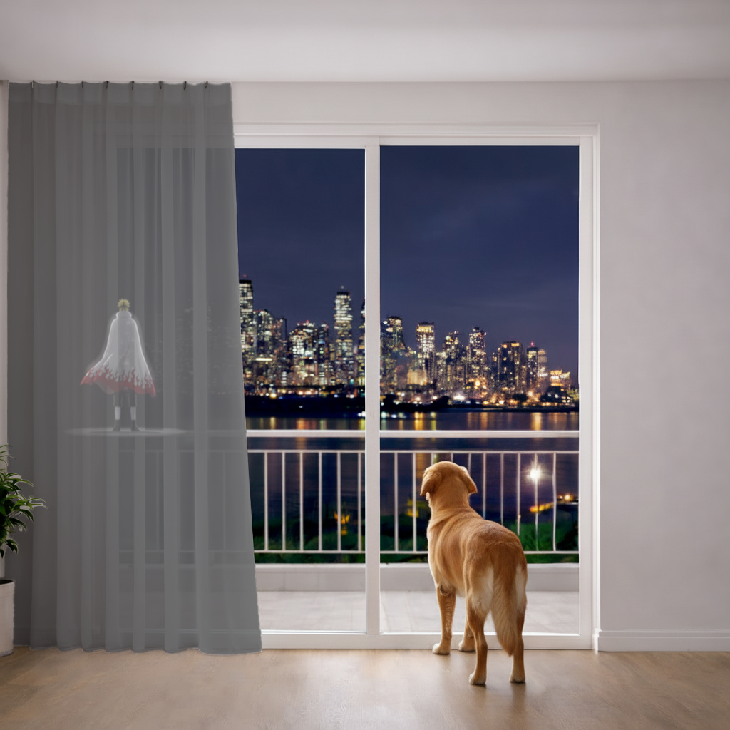 Power from Darkness Naruto Uzumaki Hokage Silhouette Sheer Curtain