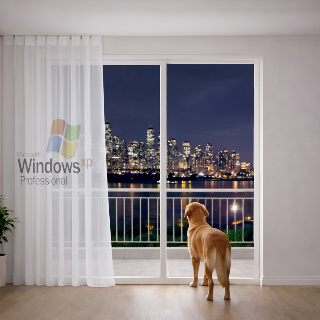 Dijital Nostalji İkonik Windows XP Logosu Tül Perde