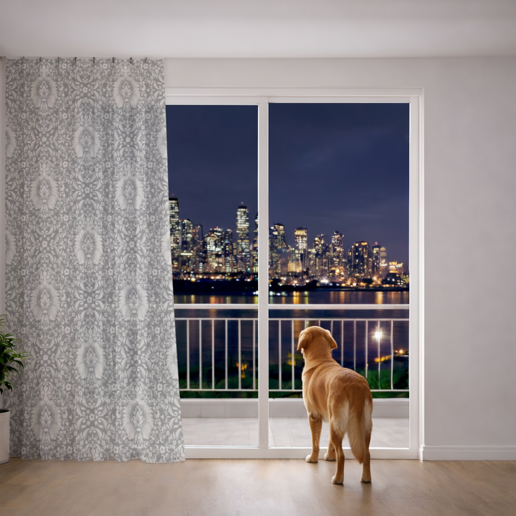 Classic Vintage Damask Floral Pattern Sheer Curtain