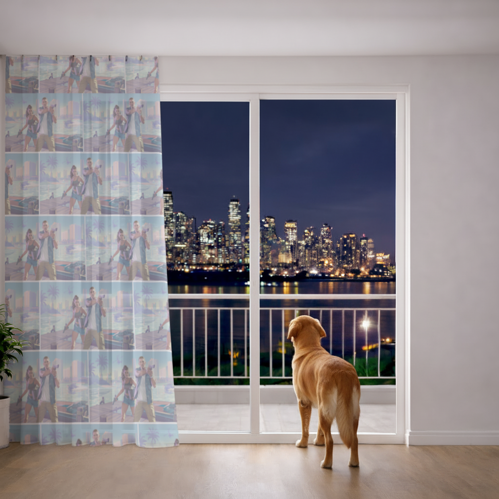 Vice City Showdown  Tropical Heist Duo Sheer Curtain