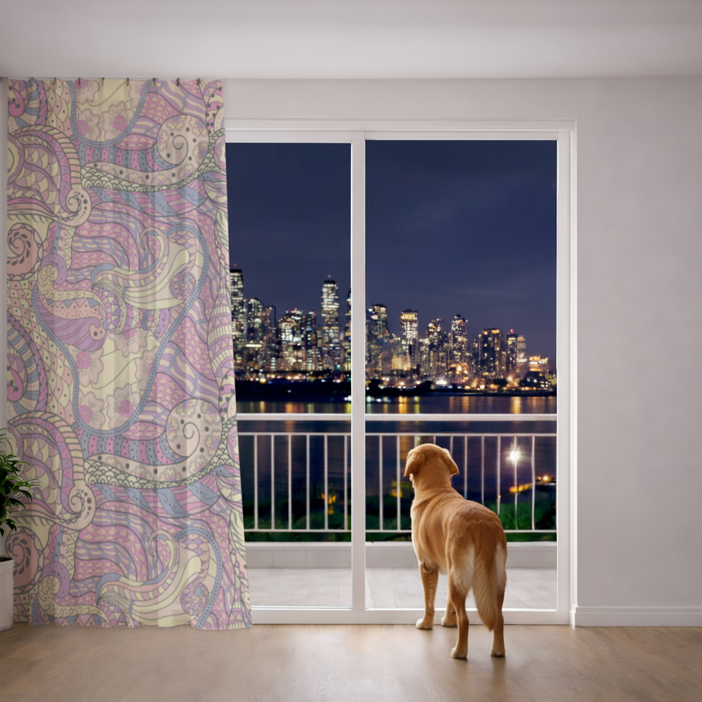 Psychedelic Zentangle Floral Sheer Curtain