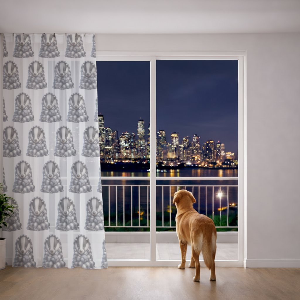 Cozy Baby Badger Wrapped in Blanket Sheer Curtain