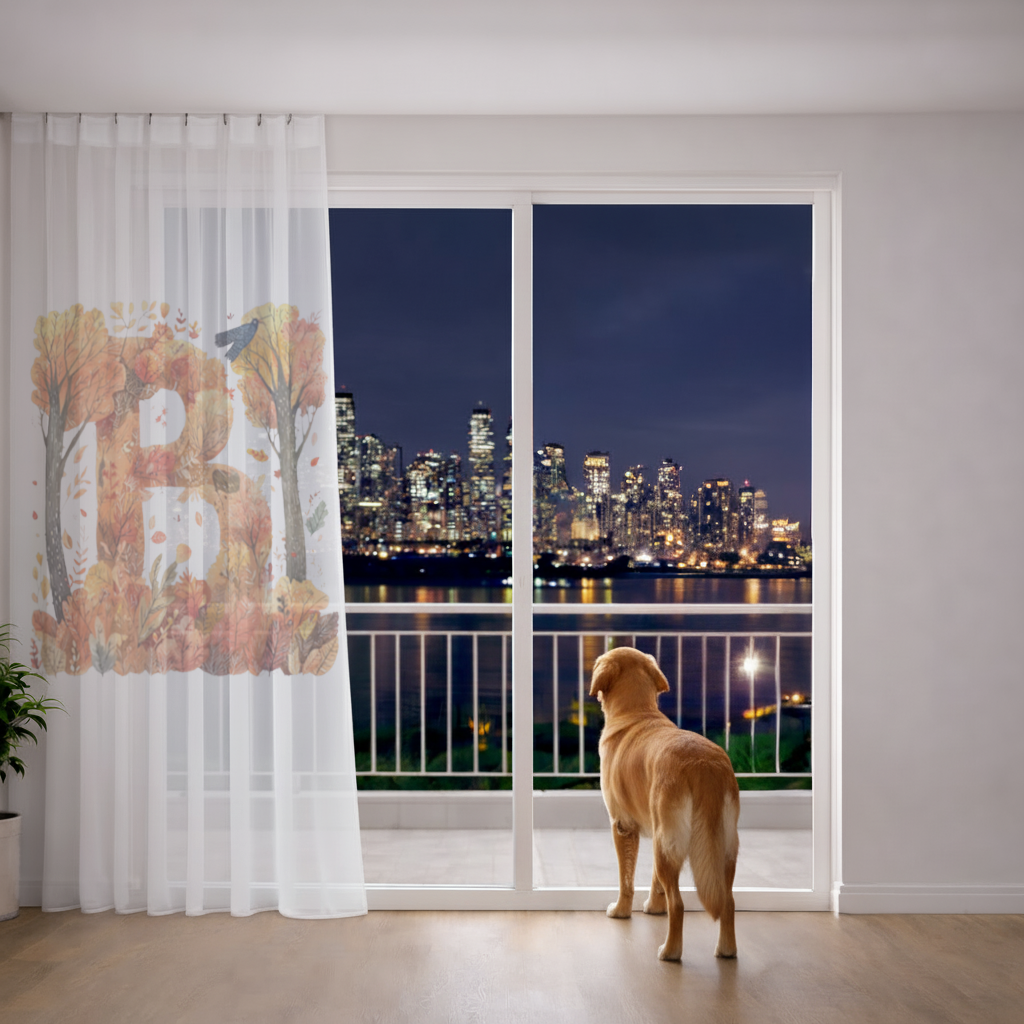 Fall Foliage Letter B Sheer Curtain