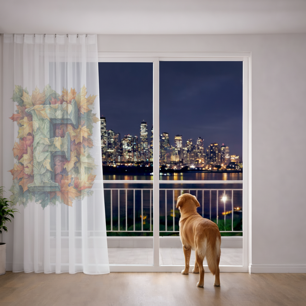 Autumn Leaf Monogram F Sheer Curtain