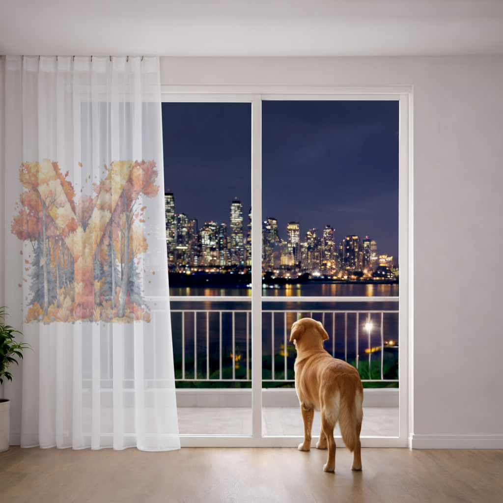 Autumn Forest Letter Y Sheer Curtain