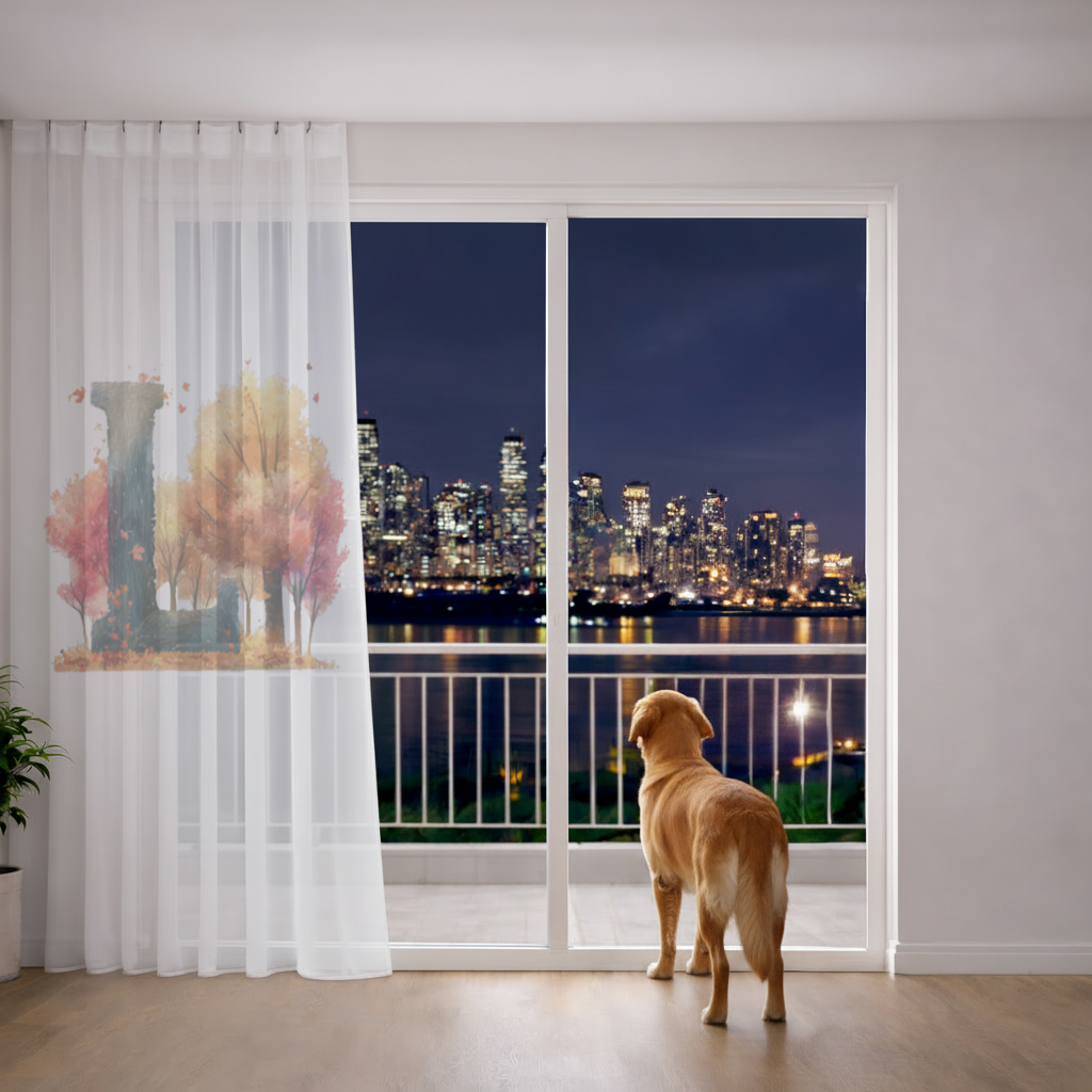 Autumn Forest Letter L Sheer Curtain