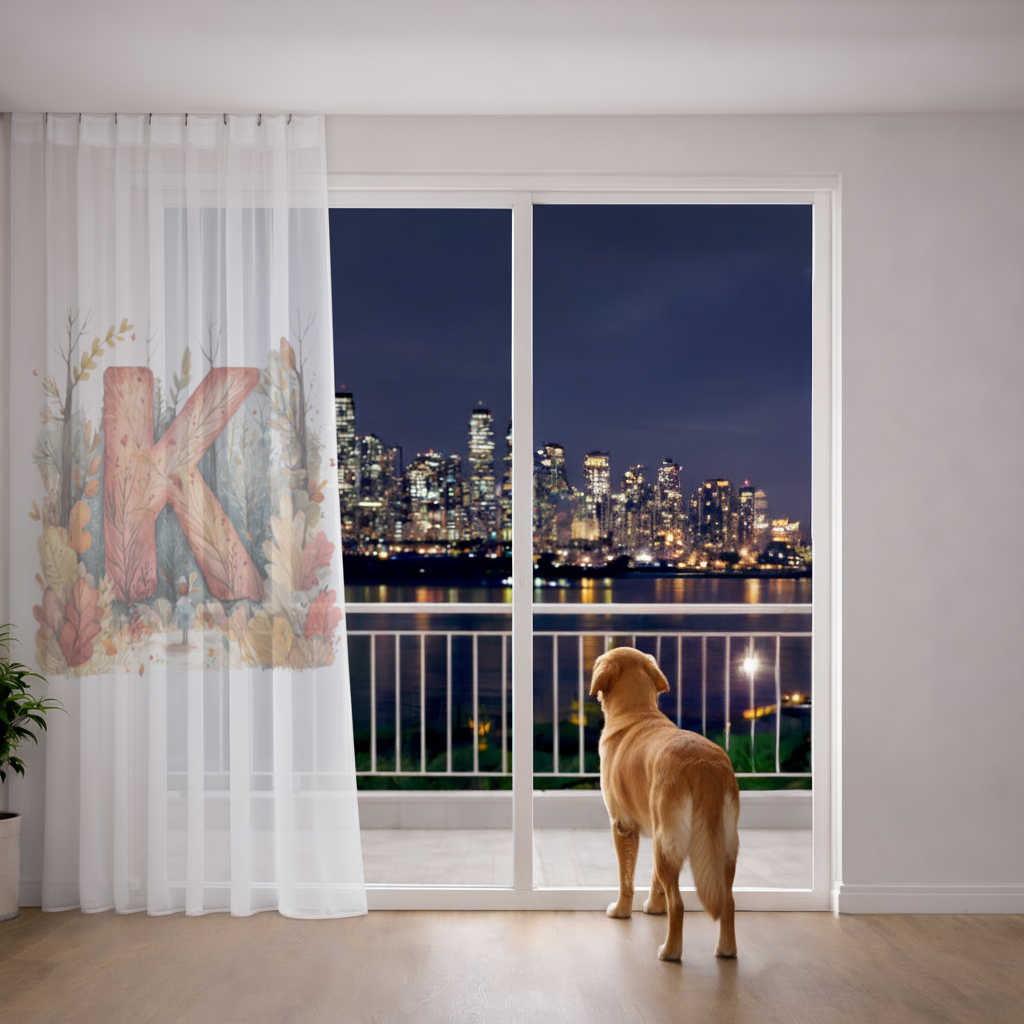 Autumn Forest Letter K Sheer Curtain