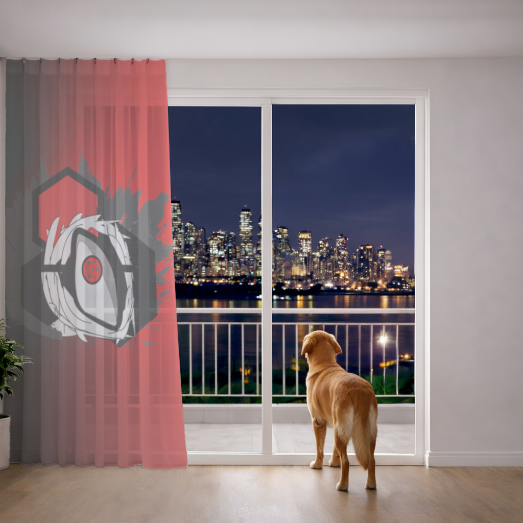 Mystic Red Eye Hexagon Sheer Curtain