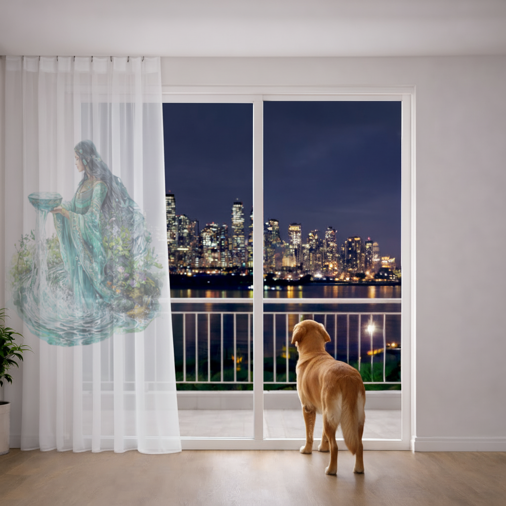 Ethereal Water Goddess Sheer Curtain