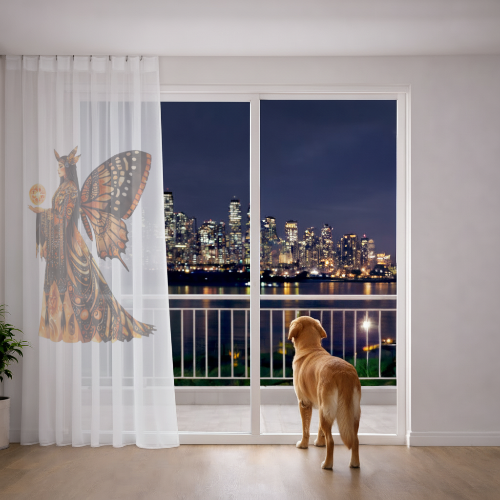 Monarch Kelebek Kanatlı Tanrıça Tül Perde