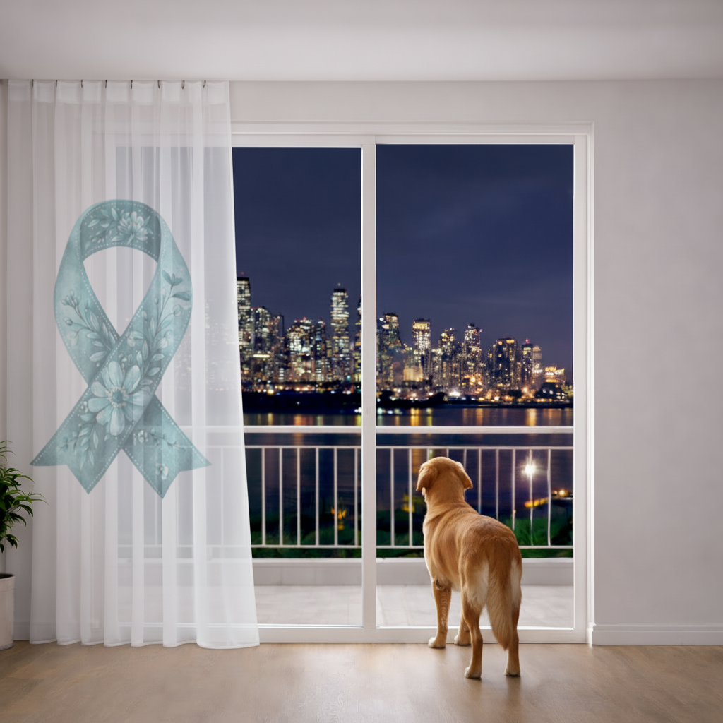 Floral Teal Awareness Ribbon 