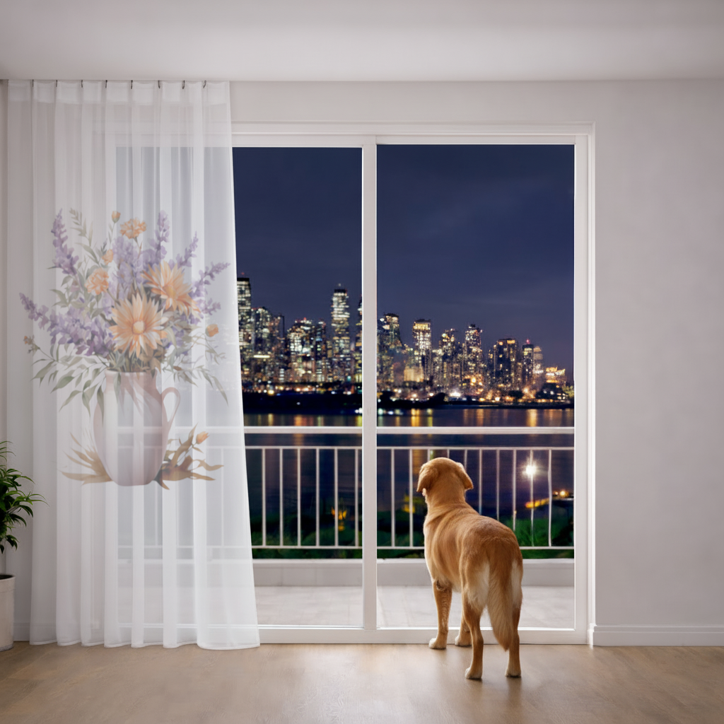 Cottagecore Wildflower Pitcher Sheer Curtain