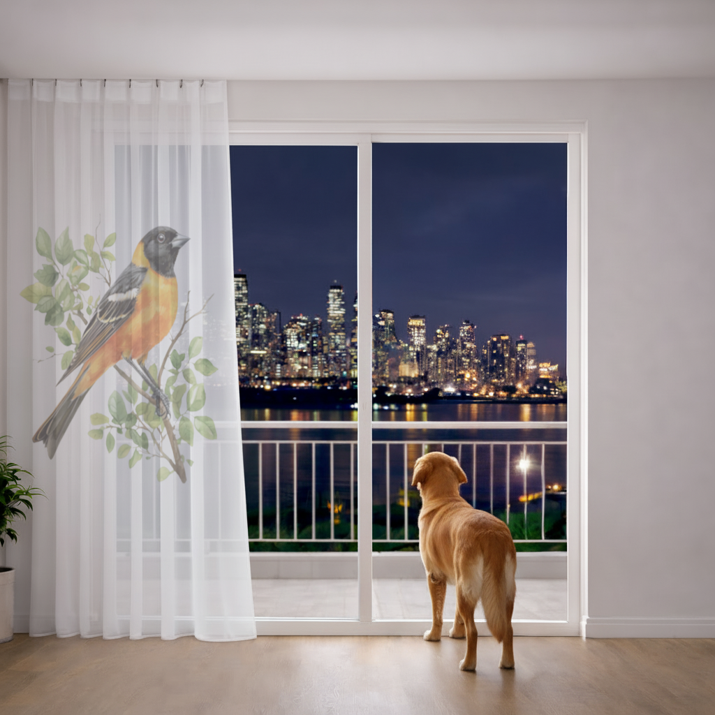 Baltimore Oriole on Branch Sheer Curtain