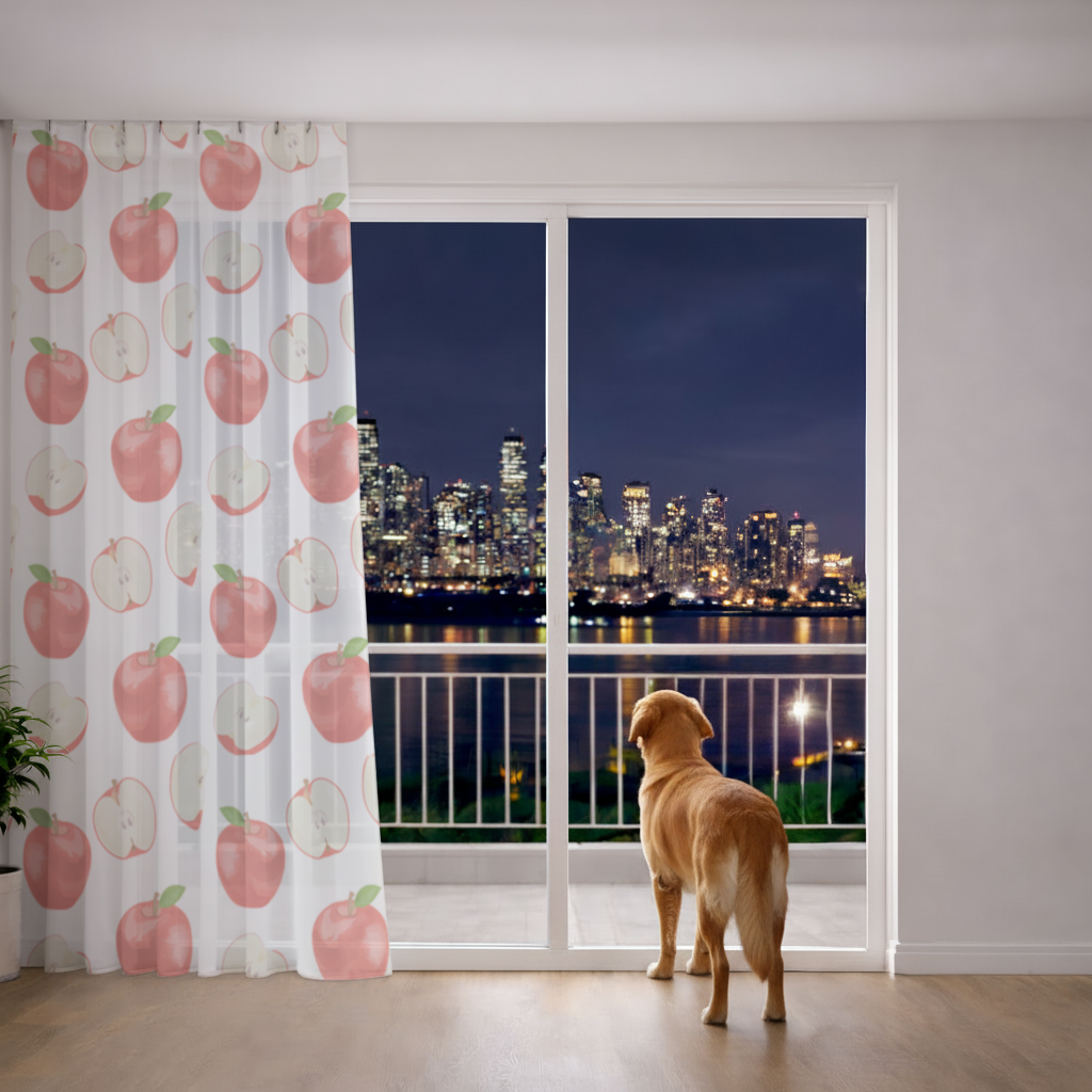 Red Apple Slices Sheer Curtain