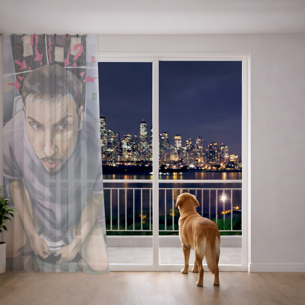 Toilet allegory Sheer Curtain