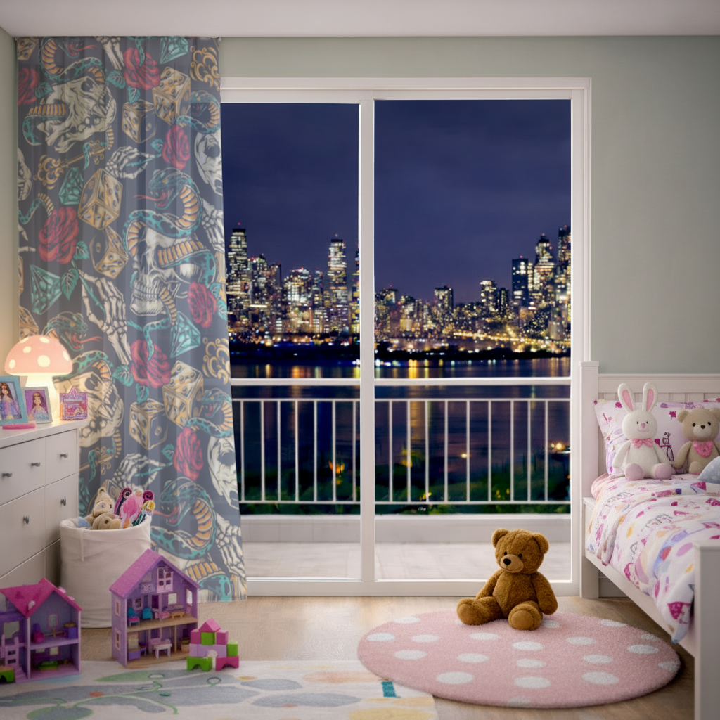 Skull Snake Dice and Roses Pattern 