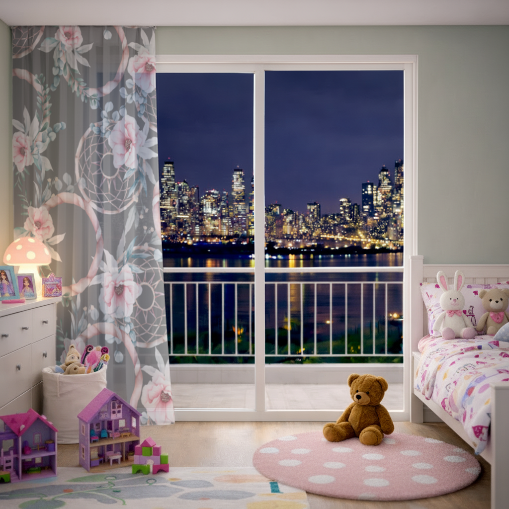 Boho Floral Dreamcatcher Pattern Sheer Curtain