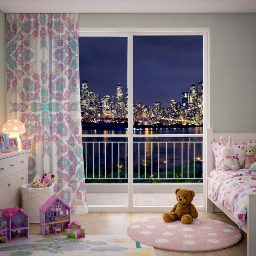 Colorful Oriental Symmetrical Mandala Pattern Sheer Curtain