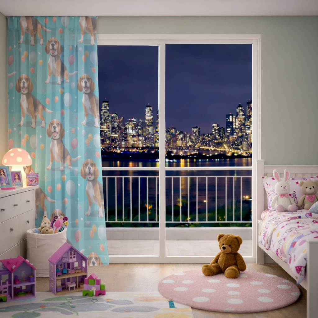 Cute Beagle Dog and Colorful Balloons Seamless Pattern 