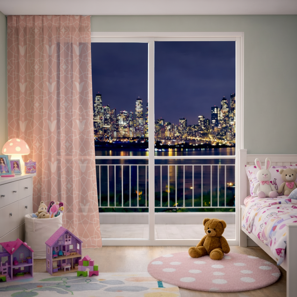 Modern Geometrik Çizgisel Terakota Desen Tül Perde