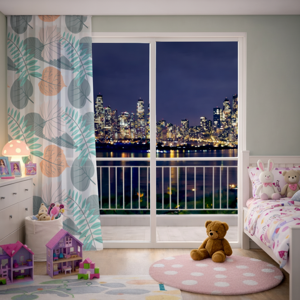 Modern Tropikal Yapraklar Tül Perde