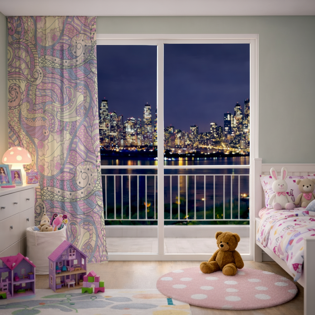 Psychedelic Zentangle Floral Sheer Curtain