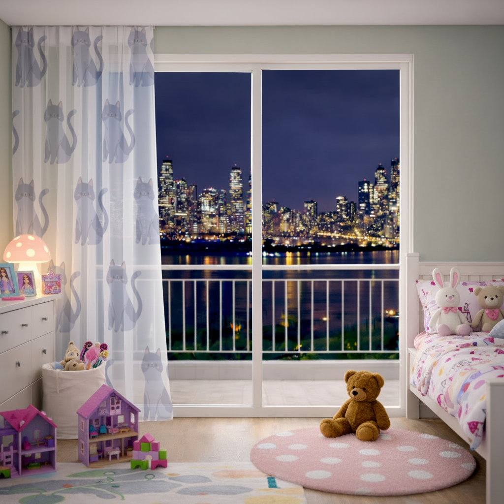 Gri kedi Sheer Curtain