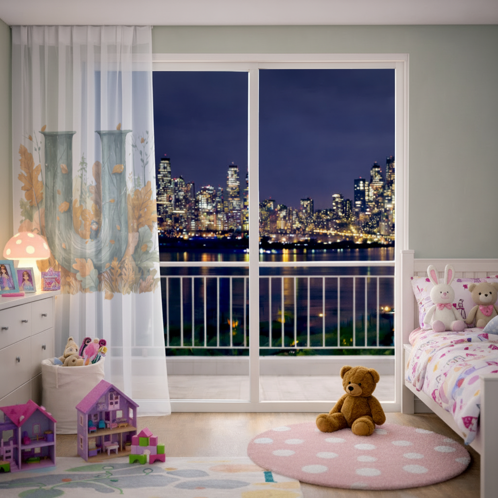 Autumn Woodland Initial Letter U Sheer Curtain