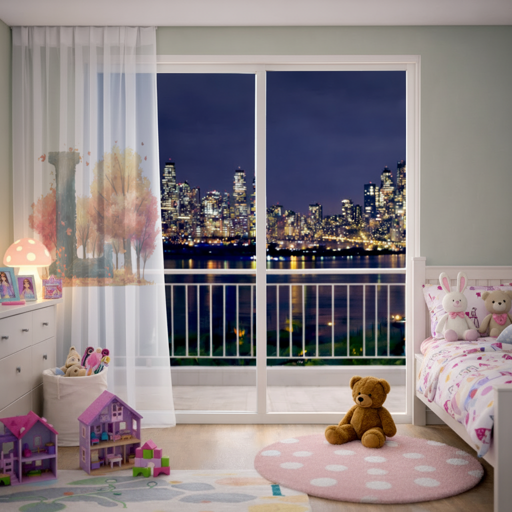 Autumn Forest Letter L Sheer Curtain