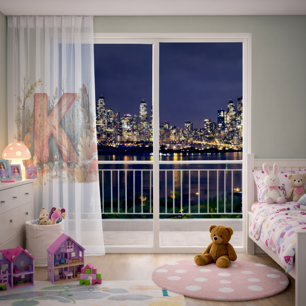 Autumn Forest Letter K Sheer Curtain