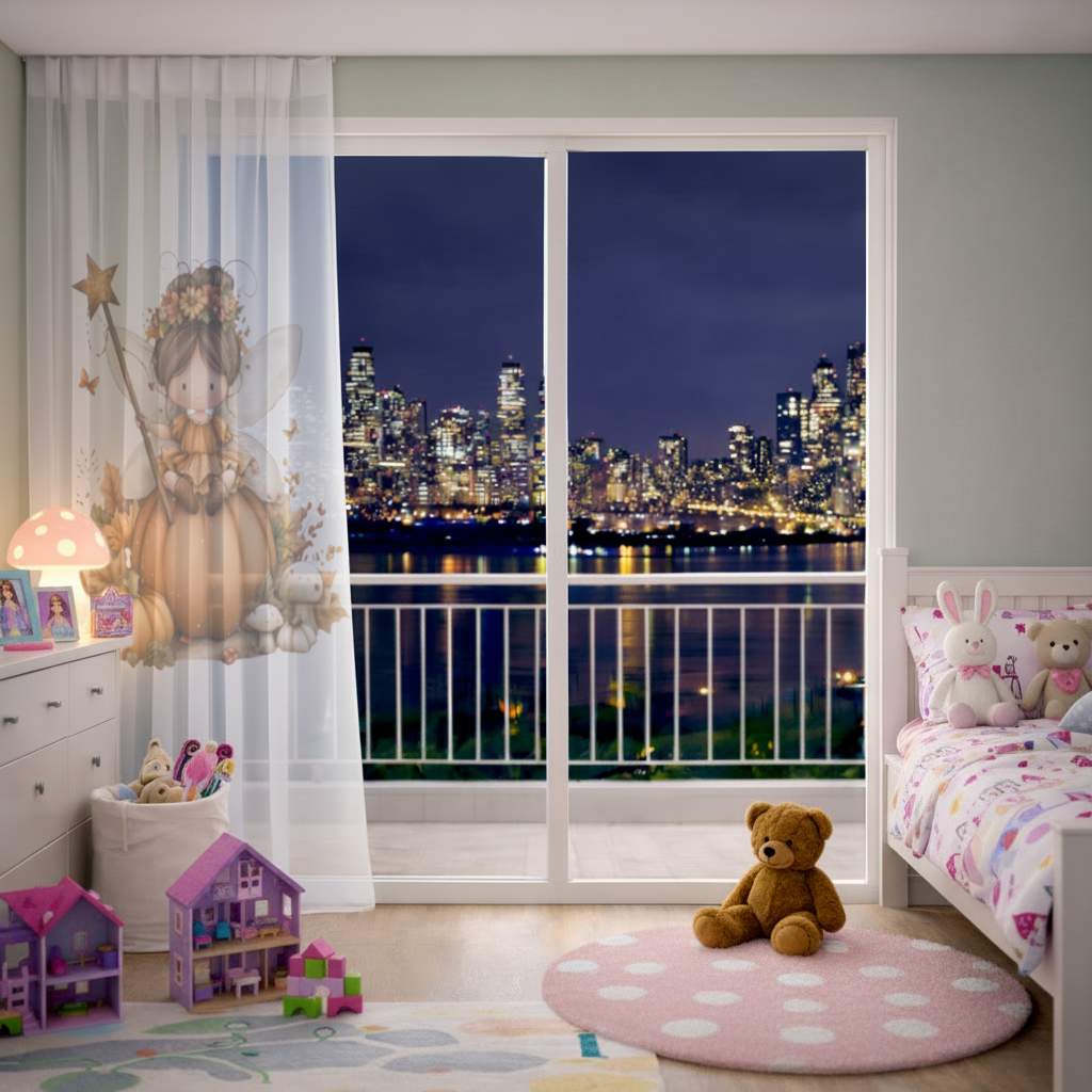 Sonbahar Balkabağı Perisi Tül Perde