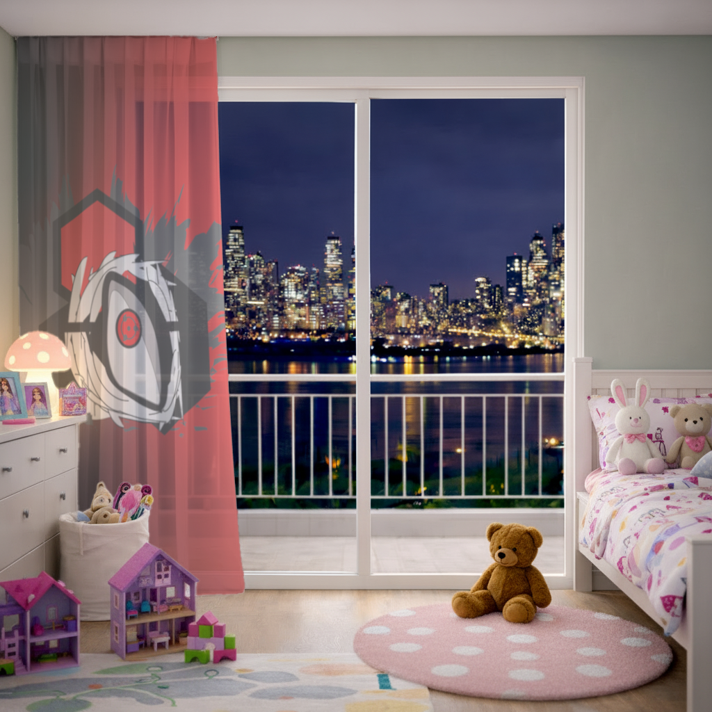 Mystic Red Eye Hexagon Sheer Curtain