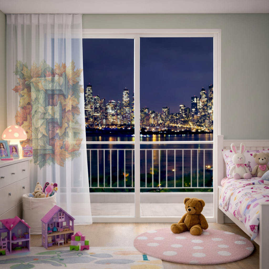 Autumn Leaf Monogram F Sheer Curtain