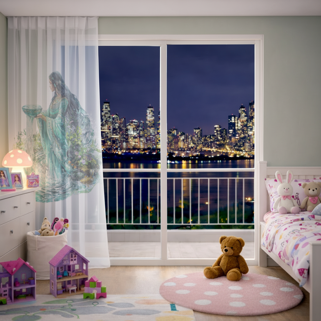 Ethereal Water Goddess Sheer Curtain