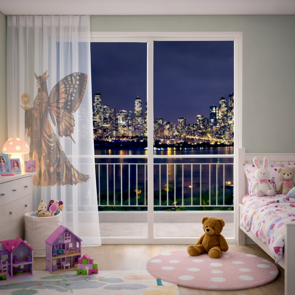 Monarch Kelebek Kanatlı Tanrıça Tül Perde