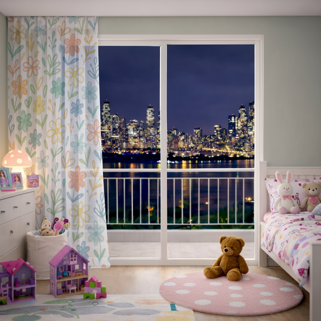 Colorful Boho Wildflowers Sheer Curtain