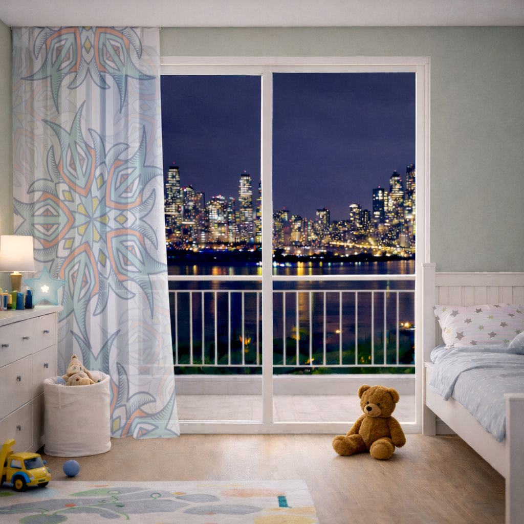 Soyut Görsel Deseni Tül Perde